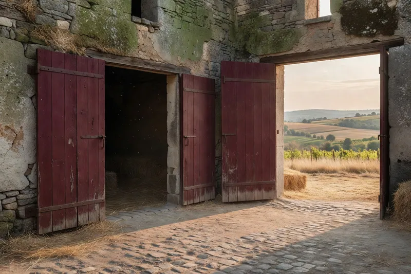 Cour de ferme traditionnelle du Forez entourée du logis et des dépendances agricoles