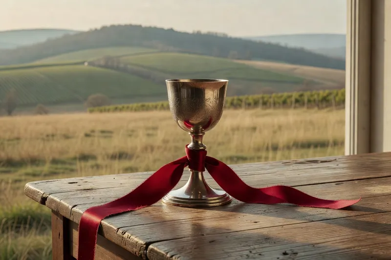 Célébration traditionnelle de la Saint-Vincent avec bannière de confrérie vigneronne dans un village du Forez
