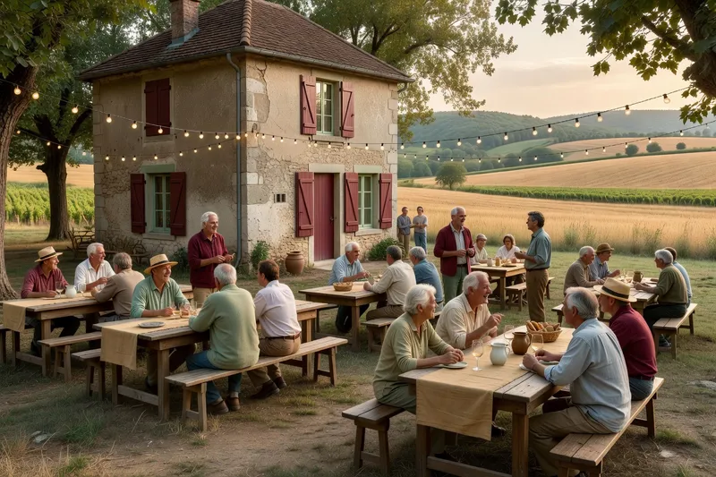 Rassemblement villageois lié aux traditions vigneronnes de la confrérie Saint-Vincent à Pralong
